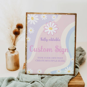 Groovy Boho Daisy Birthday Party Table Sign