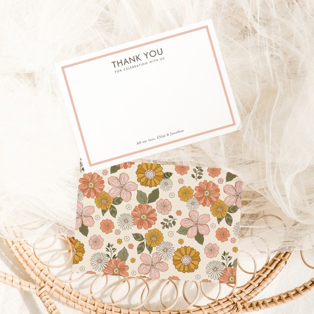 Groovy Boho Floral Birthday Party Celebration Thank You Card (Creator Uploaded)