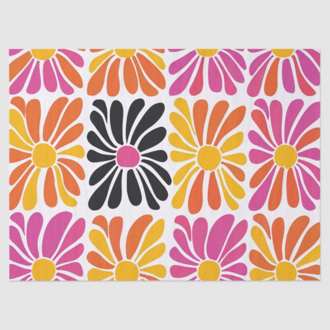 Groovy Boho Flowers Tissue Paper (Front)