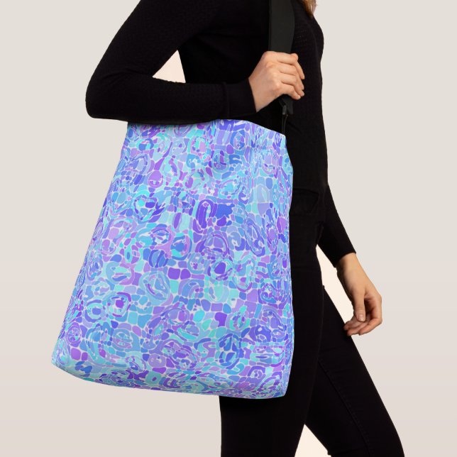 Groovy Boho Funky Quirky Abstract Blob Mosaic Crossbody Bag (Close Up)