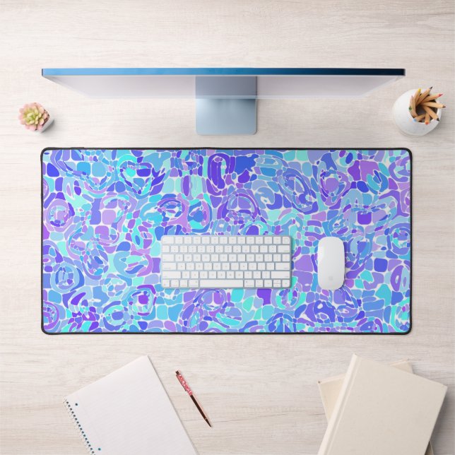 Groovy Boho Funky Quirky Abstract Blob Mosaic Desk Mat (Office 1)