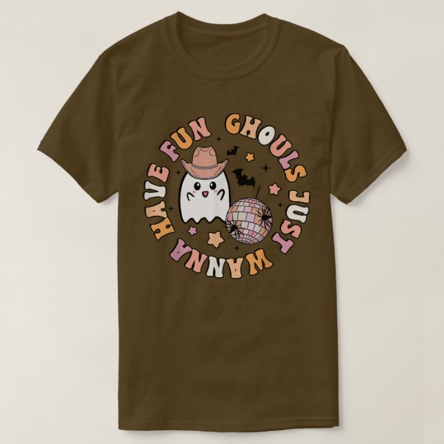 Groovy Boho Ghouls Just Wanna Have Fun Cute Hallow T-Shirt (Design Front)