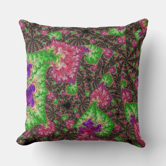 Groovy Boho Hippie Funky Spiral Fractal Art Cushion (Front)