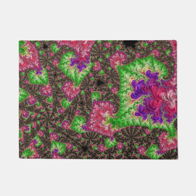 Groovy Boho Hippie Funky Spiral Fractal Art Doormat (Front)