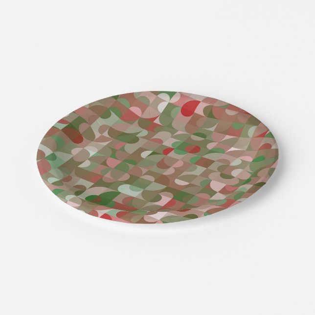 Groovy Boho Mod Retro Geometric Christmas Paper Plate (Angled)