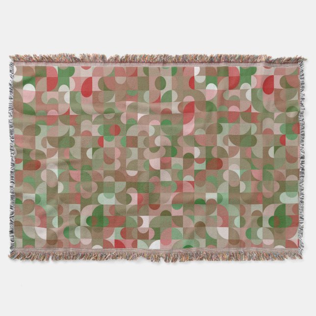Groovy Boho Mod Retro Geometric Christmas Throw Blanket (Front)