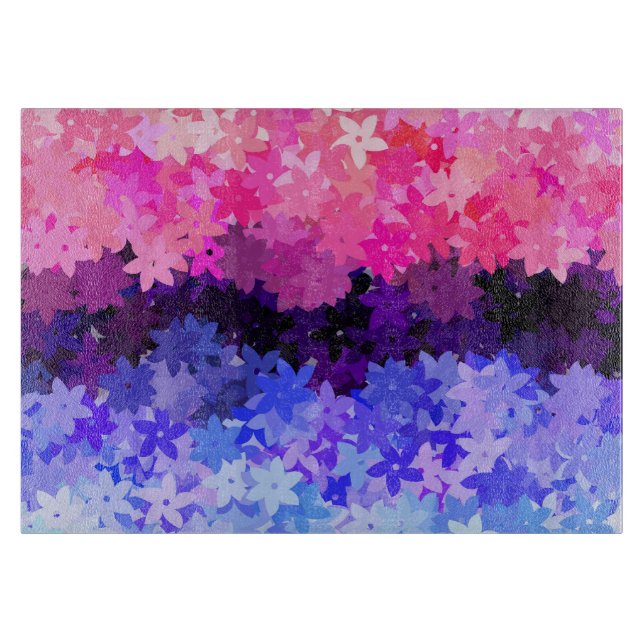 Groovy Boho Quirky Retro Floral Omnisexual Pride Cutting Board (Front)