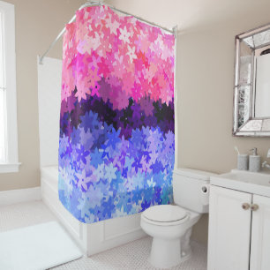 Groovy Boho Quirky Retro Floral Omnisexual Pride Shower Curtain