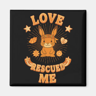 Groovy Boho Rabbit Adoption, Love Rescued Me Magnet