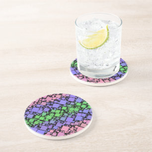 Groovy Boho Retro Mod Geometric Trigender Pride Coaster