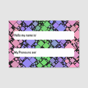 Groovy Boho Retro Mod Geometric Trigender Pride Name Tag
