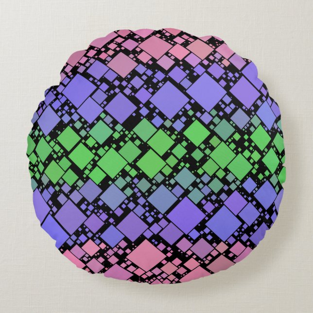Groovy Boho Retro Mod Geometric Trigender Pride Round Cushion (Front)