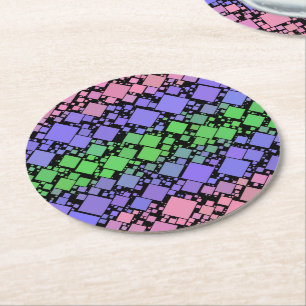Groovy Boho Retro Mod Geometric Trigender Pride Round Paper Coaster
