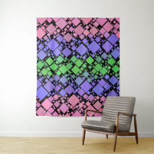Groovy Boho Retro Mod Geometric Trigender Pride Tapestry
