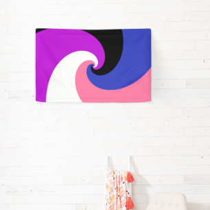 Groovy Boho Spiral Abstract Genderfluid Pride Flag Banner