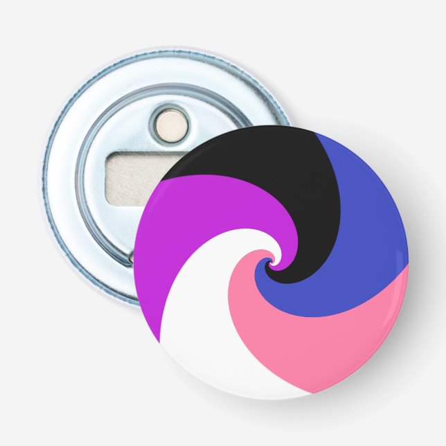 Groovy Boho Spiral Abstract Genderfluid Pride Flag Bottle Opener (Front)