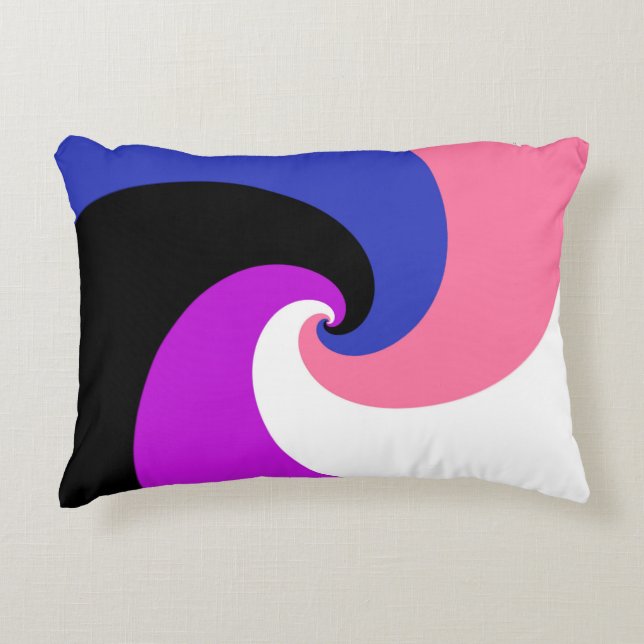 Groovy Boho Spiral Abstract Genderfluid Pride Flag Decorative Cushion (Front)