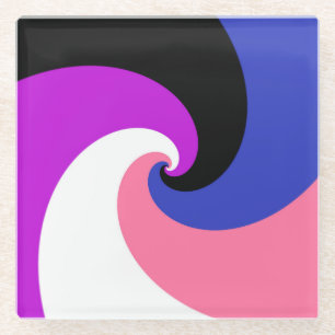 Groovy Boho Spiral Abstract Genderfluid Pride Flag Glass Coaster