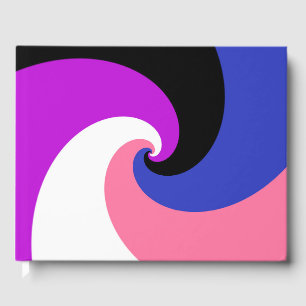 Groovy Boho Spiral Abstract Genderfluid Pride Flag Guest Book