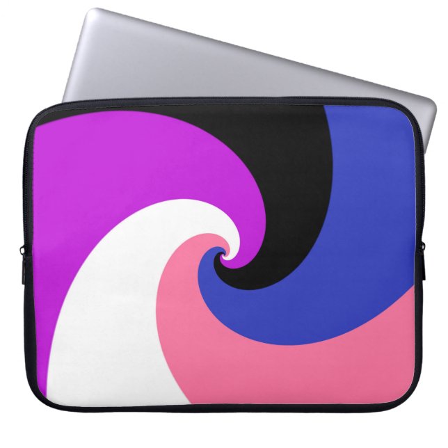 Groovy Boho Spiral Abstract Genderfluid Pride Flag Laptop Sleeve (Front)