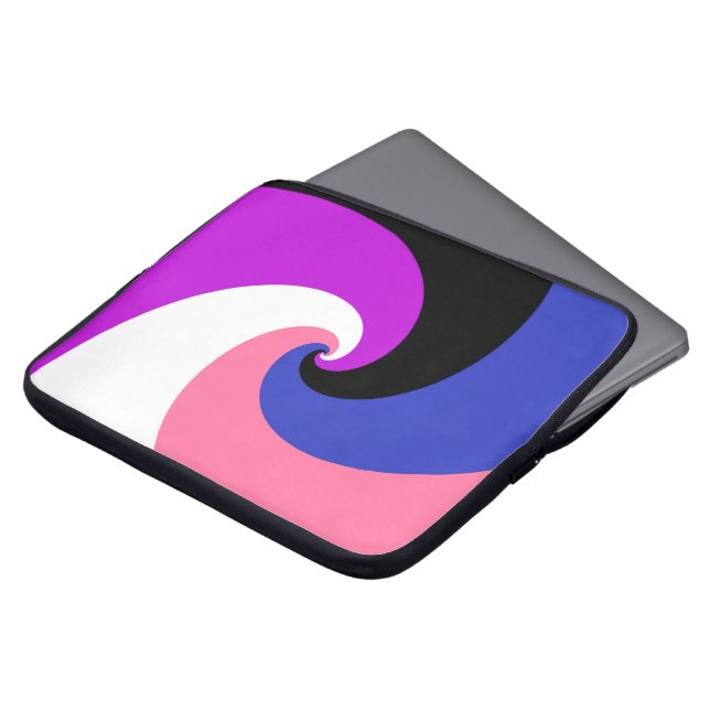 Groovy Boho Spiral Abstract Genderfluid Pride Flag Laptop Sleeve (Front Top)