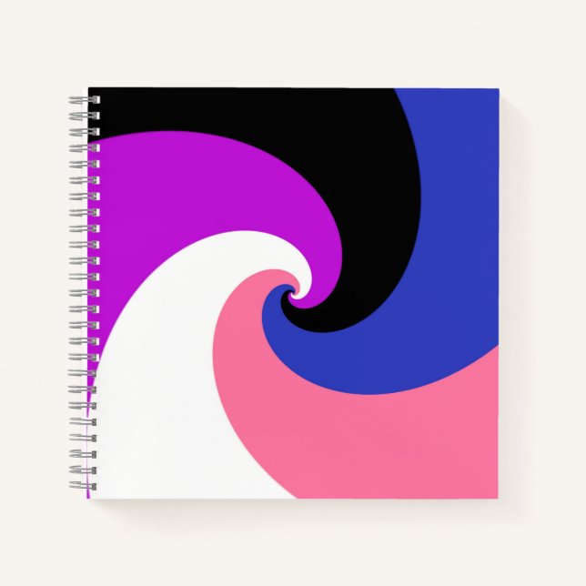 Groovy Boho Spiral Abstract Genderfluid Pride Flag Notebook (Front)