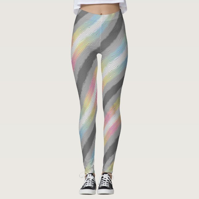 Groovy Boho Trippy Abstract Demifluid Pride Flag Leggings (Front)
