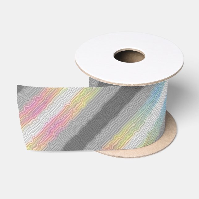 Groovy Boho Trippy Abstract Demifluid Pride Flag Satin Ribbon (Spool)
