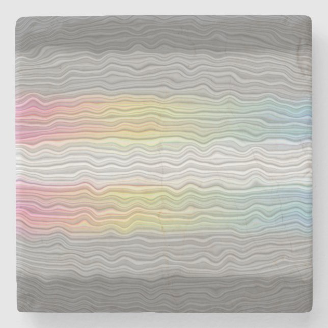 Groovy Boho Trippy Abstract Demifluid Pride Flag Stone Coaster (Front)