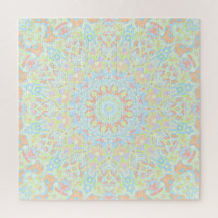 Groovy Boho Trippy Quirky Colourful Pastel Mandala Jigsaw Puzzle