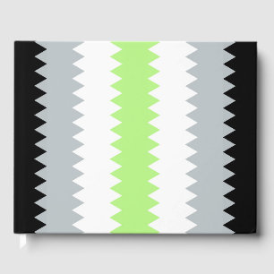 Groovy Boho ZigZag Abstract Agender Pride Flag Guest Book