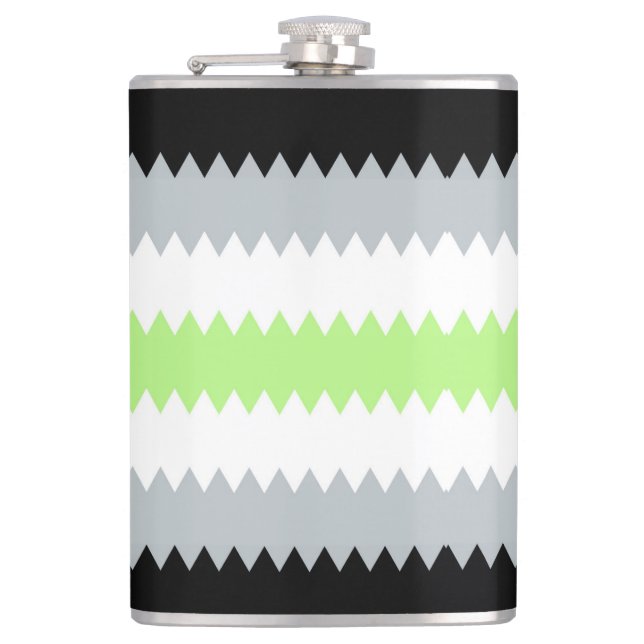 Groovy Boho ZigZag Abstract Agender Pride Flag Hip Flask (Front)