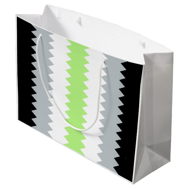 Groovy Boho ZigZag Abstract Agender Pride Flag Large Gift Bag (Back Angled)