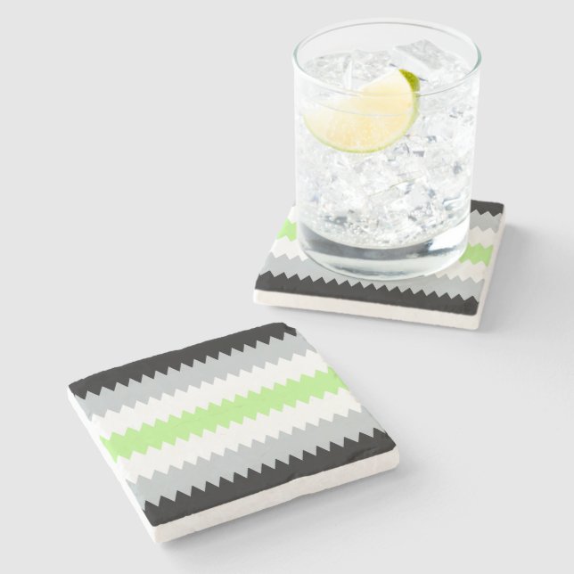 Groovy Boho ZigZag Abstract Agender Pride Flag Stone Coaster (Side)
