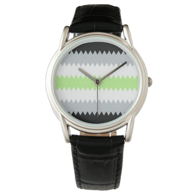 Groovy Boho ZigZag Abstract Agender Pride Flag Watch (Front)