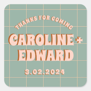 Groovy Bold Blue Pink Red Funky  Square Sticker