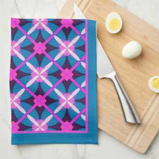 Groovy Bold Colours Geometric Diamond Pattern Tea Towel