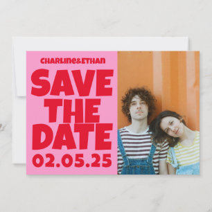 Groovy Bold Green Pink Red Funky  Save The Date