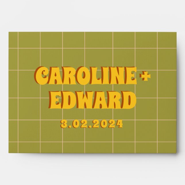 Groovy Bold Green Yellow Red Funky  Envelope (Front)