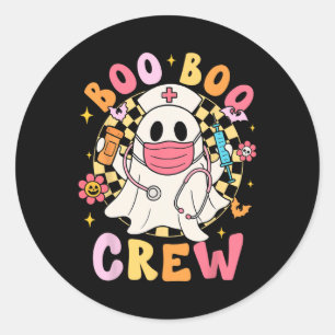 Groovy Boo Boo Crew Nurse Funny Ghost Women Hallow Classic Round Sticker