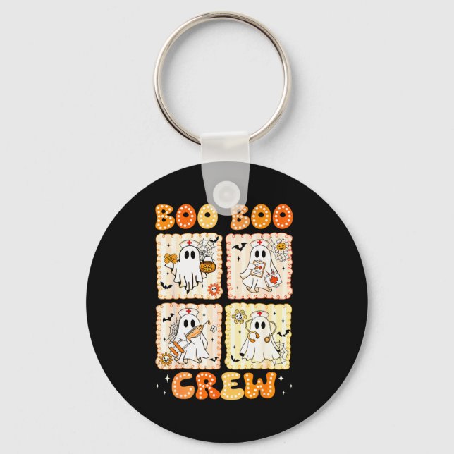 Groovy Boo Boo Crew Nurse Funny Ghost Women Hallow Key Ring (Front)