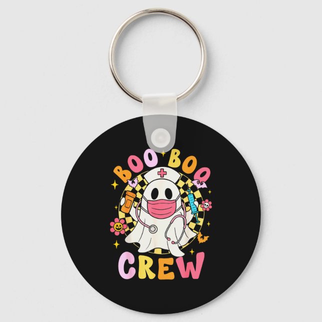 Groovy Boo Boo Crew Nurse Funny Ghost Women Hallow Key Ring (Front)