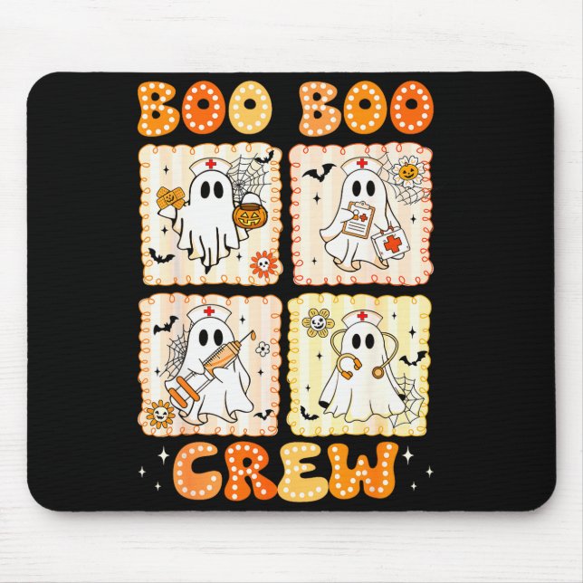 Groovy Boo Boo Crew Nurse Funny Ghost Women Hallow Mouse Pad (Front)