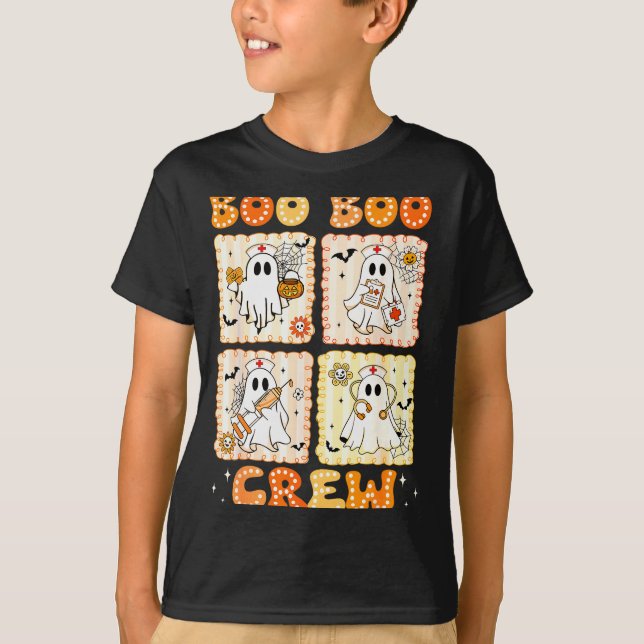 Groovy Boo Boo Crew Nurse Funny Ghost Women Hallow T-Shirt (Front)