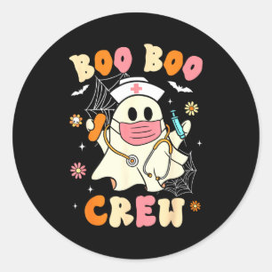 Groovy boo boo crew nurse halloween cute ghost classic round sticker