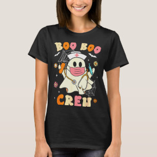 Groovy Boo Boo Crew Nurse Halloween Cute Ghost Wom T-Shirt