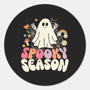 Groovy Boo Ghost Spooky Halloween Costumes Mens  K Classic Round Sticker