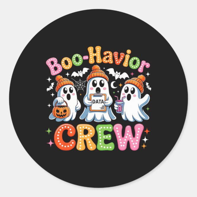 Groovy Boo-havior Crew Behaviour Analyst Halloween Classic Round Sticker (Front)