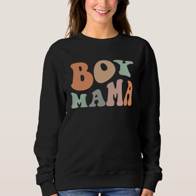 Groovy Boy Mama Women Mothers Day New Mommy Mother Sweatshirt (Front)