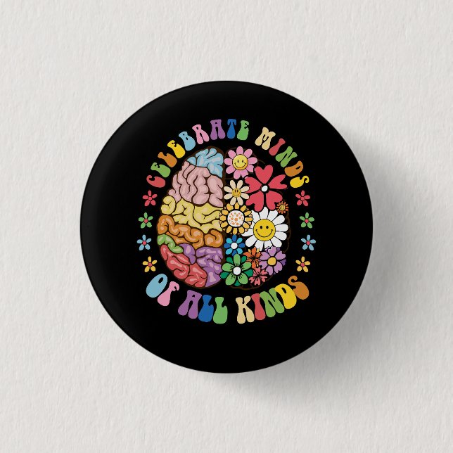 Groovy Brain Celebrateds Of All Kinds Neurodiversi 3 Cm Round Badge (Front)